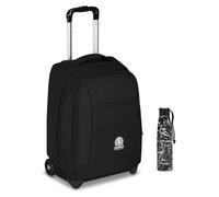 Invicta Trolley Scuola Fisso New Benin Solid, Nero, 2 in 1, Doppio Uso, Trolley e Zaino, Zaino Scuola Viaggio, Ragazzo e Ragazza + Invicta Borraccia, Nero, Borraccia Termica in Acc