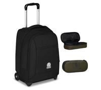 Invicta Trolley Scuola Fisso New Benin Solid, Nero, 2 in 1, Doppio Uso, Trolley e Zaino, Zaino Scuola Viaggio, Ragazzo e Ragazza + BUSTINA R.PLUS INVICTA LOGO