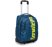 Invicta Trolley Scuola New Bump, Blu, New Way Logo, 2 in 1, Doppio Uso, con Spallacci Uso Zaino, Doppio Scomparto con Tasca Porta PC, Porta Borraccia, con Organizer, Maxi Capienza, Scuola e Viaggio