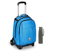 Invicta Trolley Scuola New Tech Solid Invicta, Azzurro, 3 in 1, Zaino con Carrel