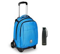 Invicta Trolley Scuola New Tech Solid Invicta, Azzurro, 3 in 1, Zaino con Carrel