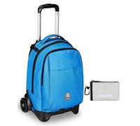 Invicta Trolley Scuola New Tech Solid Invicta, Azzurro, 3 in 1, Zaino con Carrel