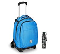 Invicta Trolley Scuola New Tech Solid Invicta, Azzurro, 3 in 1, Zaino con Carrello Sganciabile, Multi tasche, Maxi Capienrte, Scuola, Viaggio e Tempo Libero, Ragazzi + Invicta Borr