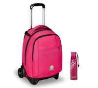 Invicta Trolley Scuola New Tech Solid Invicta, Rosa, 3 in 1, Zaino con Carrello Sganciabile, Multi tasche, Maxi Capienrte, Scuola, Viaggio e Tempo Libero, Ragazzi + Invicta Borracc