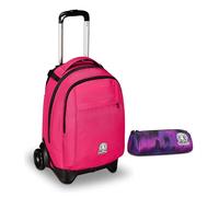 Invicta Trolley Scuola New Tech Solid Invicta, Rosa, 3 in 1, Zaino con Carrello Sganciabile, Multi tasche, Maxi Capienrte, Scuola, Viaggio e Tempo Libero, Ragazzi + BUSTINA SPACE P