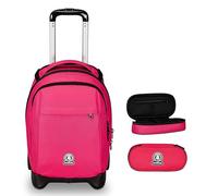 Invicta Trolley Scuola New Tech Solid, Rosa, Multi tasche, Maxi Capiente + Portapenne, Rosa, Mono Scomparto Bambino Ragazzo