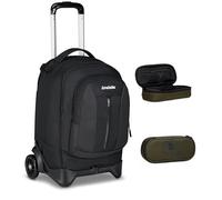 Invicta Trolley Scuola Plug Led, Nero, 3 in 1, Zaino Doppio Scomparto Con Carrello Sganciabile, Tasca Per PC,Scuola Media e Superiore, Viaggio, Zaino Ragazza e Ragazzo + BUSTINA R.PLUS INVICTA LOGO