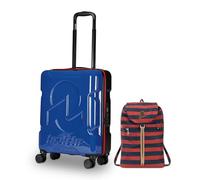 Invicta Trolley Travel - Bagaglio a Mano - Blu - 33 Litri, Rigido da Cabina con 4 Ruote Girevoli + Invicta Zaino - Minisac Heritage, Bicolore Blu/Rosso - Richiudibile e Tascabile