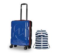Invicta Trolley Travel - Bagaglio a Mano - Blu - 33 Litri, Rigido da Cabina con 4 Ruote Girevoli + Zaino Packable, Invicta Minisac, 8 Lt, Blu, Richiudibile e Tascabile, Viaggio & Tempo Libero