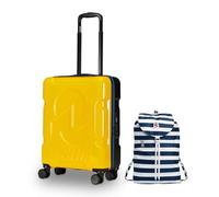 Invicta Trolley Travel - Bagaglio a Mano - Giallo - 33 Litri, Rigido da Cabina con 4 Ruote Girevoli + Zaino Packable, Invicta Minisac, 8 Lt, Blu, Richiudibile e Tascabile, Viaggio & Tempo Libero