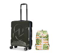 Invicta Trolley Travel - Bagaglio a Mano - Grigio - 33 Litri, Rigido da Cabina con 4 Ruote Girevoli + INVICTA Zaino, MINISAC, Richiudibile e Tascabile, Viaggio & Tempo Libero