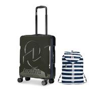 Invicta Trolley Travel - Bagaglio a Mano - Grigio - 33 Litri, Rigido da Cabina con 4 Ruote Girevoli + Zaino Packable, Invicta Minisac, 8 Lt, Blu, Richiudibile e Tascabile, Viaggio & Tempo Libero