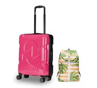 Invicta Trolley Viaggio - Bagaglio a Mano - Rosa - 33 Litri, Rigido da Cabina con 4 Ruote Girevoli + INVICTA Zaino, MINISAC, Richiudibile e Tascabile, Viaggio & Tempo Libero