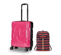 Invicta Trolley Viaggio - Bagaglio a Mano - Rosa - 33 Litri, Rigido da Cabina con 4 Ruote Girevoli + Invicta Zaino - Minisac Heritage, Bicolore Blu/Rosso - Richiudibile e Tascabile