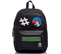 Invicta Zaino CARLSON Patch Time, Monoscomparto, Nero, Tasca porta laptop, Per bambini, ragazzi e adulti, Scuola e tempo libero