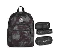 Invicta Zaino Dial, Doppio Scomparto, Brushed Black, Ragazze e Ragazzi, nero/verde + Portapenne Scuola Lip Fantasy, Nero, Scuola media e superiore, Ragazza, Ragazzo