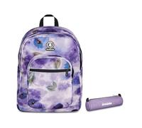 Invicta Zaino Dial, Doppio Scomparto, Paint and Flower, Bambine e Ragazze, viola + Portapenne Scuola Loop Shine, Lilla, Effetto brillantini, Shiny, Scuola media e superiore