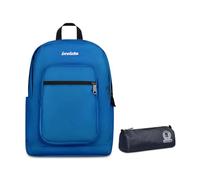 Invicta Zaino Jelek Plain, Blu, 34 L, Doppio Scomparto + Portapenne Benin Eco-Material, Blu, Scuola media e superiore