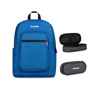 Invicta Zaino Jelek Plain, Blu, 34 L, Doppio Scomparto + Portapenne Scuola LIP, Grigio, Scuola media e superiore, Ragazza, Ragazzo