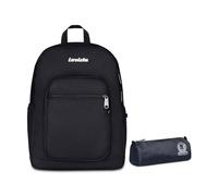 Invicta Zaino Jelek Plain, Nero, 34 L, Doppio Scomparto + Portapenne Benin Eco-Material, Blu, Scuola media e superiore