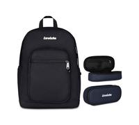 Invicta Zaino Jelek Plain, Nero, 34 L, Doppio Scomparto + Portapenne Scuola LIP, Blu, Scuola media e superiore, Ragazza, Ragazzo