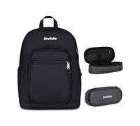 Invicta Zaino Jelek Plain, Nero, 34 L, Doppio Scomparto + Portapenne Scuola LIP, Grigio, Scuola media e superiore, Ragazza, Ragazzo