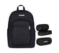 Invicta Zaino Jelek Plain, Nero, 34 L, Doppio Scomparto + Portapenne Scuola Lip Shine Nero, Effetto brillantini, Shiny, Medie e superiori, Ragazza