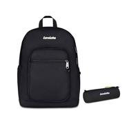 Invicta Zaino Jelek Plain, Nero, 34 L, Doppio Scomparto + Portapenne Scuola Nose, Nero, Scuola media e superiore, Ufficio, Adulti