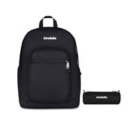 Invicta Zaino Jelek Plain, Nero, 34 L, Doppio Scomparto + Portapenne Scuola Nose, Nero, Scuola media e superiore, Ufficio, Adulti