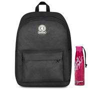 Invicta Zaino Monoscomparto Ollie Solid, Nero, Tasca Porta Borraccia, Tasca per PC 14", Zaino Scuola, Ragazza e Ragazzo + Invicta Borraccia, Rosa, Borraccia Termica in Acciaio Inox