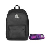 Invicta Zaino Monoscomparto Ollie Solid, Nero, Tasca Porta Borraccia, Tasca per PC 14", Zaino Scuola, Ragazza e Ragazzo + BUSTINA SPACE PINK INVICTA FANTASY GRS