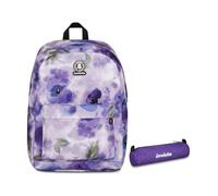 Invicta Zaino Ollie, Doppio Scomparto, Paint and Flower, Bambine e Ragazze, viola + Portapenne Scuola Loop Shine, Viola, Effetto brillantini, Shiny, Scuola media e superiore