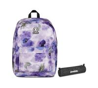 Invicta Zaino Ollie, Doppio Scomparto, Paint and Flower, Bambine e Ragazze, viola + Portapenne Scuola Loop Shine, Nero, Effetto brillantini, Shiny, Scuola media e superiore