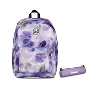 Invicta Zaino Ollie, Doppio Scomparto, Paint and Flower, Bambine e Ragazze, viola + Portapenne Scuola Loop Shine, Lilla, Effetto brillantini, Shiny, Scuola media e superiore