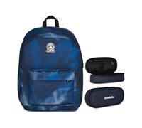 Invicta Zaino Ollie, Doppio Scomparto, Smoky Blue, Ragazze e Ragazzi, blu/arancione + Portapenne Scuola LIP, Blu, Scuola media e superiore, Ragazza, Ragazzo