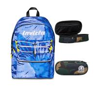 Invicta Zaino Scuola Americano Fantasy, Blu, Zaino Mono Scomparto Con Tasca Porta PC o Tablet, Zaino Superiori, Università e Viaggio, Ragazzo Uomo, Inserti Riflettenti + BUST R.PL