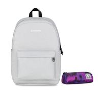 Invicta Zaino Scuola Carlson, Grigio Scintillante, Mono Scomparto Con Tasca per PC e Tasca per Borraccia, 24 lt, Scuola Media e Superiore, Zaino Ragazza + BUSTINA SPACE PINK INVICT