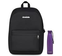 Invicta Zaino Scuola Carlson, Nero, Mono Scomparto Con Tasca per PC e Tasca per Borraccia, 24 lt, Scuola Media e Superiore, Zaino Ragazza + Invicta Borraccia, Viola, Borraccia Term