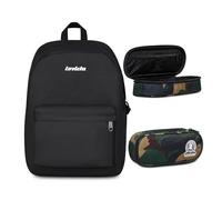 Invicta Zaino Scuola Carlson, Nero, Mono Scomparto Con Tasca per PC e Tasca per Borraccia, 24 lt, Scuola Media e Superiore, Zaino Ragazza + BUST R.PLUS GREEN CAMO INVICTA FANTASY G