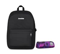 Invicta Zaino Scuola Carlson, Nero, Mono Scomparto Con Tasca per PC e Tasca per Borraccia, 24 lt, Scuola Media e Superiore, Zaino Ragazza + BUSTINA SPACE PINK INVICTA FANTASY GRS