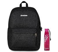 Invicta Zaino Scuola Carlson, Nero Scintillante, Mono Scomparto Con Tasca per PC e Tasca per Borraccia, 24 lt, Scuola Media e Superiore, Zaino Ragazza Borraccia, Rosa, Bo