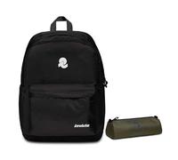 Invicta Zaino Scuola CARLSON Nero - Tasca Interna Tasca Porta PC Tasche Laterali Porta Borraccia - Zaino Viaggio Zaino Università - Eco Material + BUSTINA INVICTA LOGO