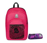 Invicta Zaino Scuola Dial Full Space Solid, Rosa, Zaino Doppio Scomparto con Fascia Estensibile, Tasca Porta PC, Tasca Porta Borraccia e Tasca Con Organizer, Zaino Viaggio + BUSTIN