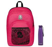 Invicta Zaino Scuola Dial Full Space Solid, Rosa, Zaino Doppio Scomparto con Fascia Estensibile, Tasca Porta PC, Tasca Porta Borraccia e Tasca Con Organizer, Zaino Viaggio + Invict