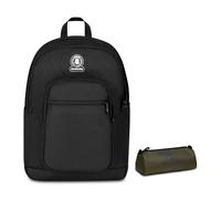 Invicta Zaino Scuola Doppio Scomparto Dial Solid, Nero, Tasca Porta Borraccia, Tasca per PC 14", Maxi Capienza, Zaino Scuola, Ragazzo e Ragazza + BUSTINA INVICTA LOGO