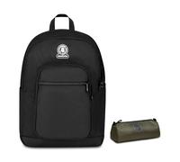Invicta Zaino Scuola Doppio Scomparto Dial Solid, Nero, Tasca Porta Borraccia, Tasca per PC 14", Maxi Capienza, Zaino Scuola, Ragazzo e Ragazza + BUSTINA INVICTA LOGO