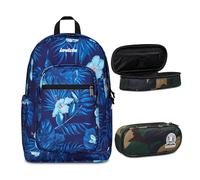 Invicta Zaino Scuola Jelek, Blu, Doppio Scomparto Con Tasca per PC e Tasca per Borraccia, 34 lt, Scuola Media e Superiore, Zaino Ragazza + BUST R.PLUS GREEN CAMO FANTASY GR