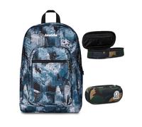Invicta Zaino Scuola Jelek, Blu, Doppio Scomparto Con Tasca per PC e Tasca per Borraccia, 34 lt, Scuola Media e Superiore, Zaino Ragazzo + BUST R.PLUS GREEN CAMO INVICTA FANTASY GR