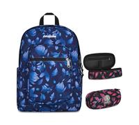 Invicta Zaino Scuola Jelek Fantasy, Blu, 34 L, Doppio Scomparto + Portapenne Round Plus, Ideale per Matite e colori, Elementari, Medie, Superiori, Fuxia Berries, Bambine e Ragazze, rosa/nero