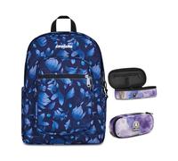 Invicta Zaino Scuola Jelek Fantasy, Blu, 34 L, Doppio Scomparto + Portapenne Round Plus, Ideale per Matite e colori, Elementari, Medie, Superiori, Paint and Flower, Bambine e Ragazze, viola